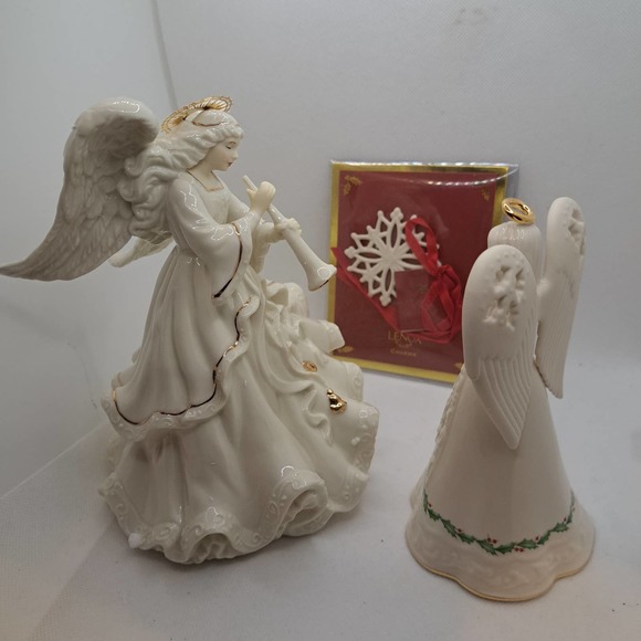 NIB- 8-inch Dillards Musical Angel & Lenox Angel Bell -24K Gold & Porcelain - Picture 2 of 8
